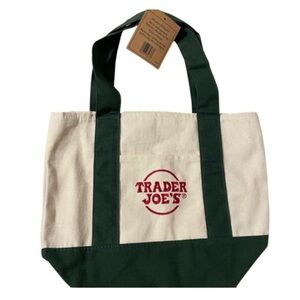 Trader Joe's Canvas Mini Tote in Limited Edition Hunter Green • NEW WITH TAGS